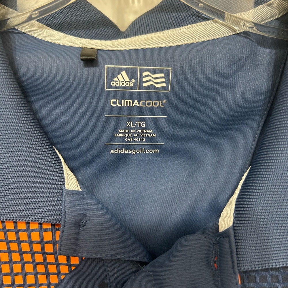 adidas Men’s Navy Polo with Orange and White Graphic - Picture 3 of 5
